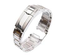 JVEIWAD Bracciale for orologio compatibile con Rolex SUBMARINER DAYTONA SUP GMT da uomo chiusura a pulsante di regolazione fine, catena for in acciaio inossidabile 904L 20 mm e 21(Bright silver,21mm)