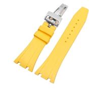 JVEIWAD Cinturini for orologi in silicone da 26 mm e 27 compatibili con AP 15400 15202 15500 15703 26470SO Royal Oak Offshore, bracciale sportivo in gomma uomo(Yellow-silver,26mm)