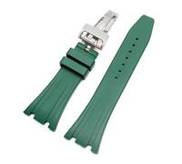 JVEIWAD Cinturini for orologi in silicone da 26 mm e 27 compatibili con AP 15400 15202 15500 15703 26470SO Royal Oak Offshore, bracciale sportivo in gomma uomo(Green-silver,27mm)