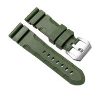 JVEIWAD Cinturini for orologi in silicone nero, blu, verde e arancione, da uomo, 22 mm 24, compatibili con Panerai 111 441 386 Sport Soft Strap, strumenti gratuiti(Green Silver,24mm)