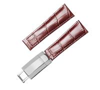 JVEIWAD Cinturini for orologi Oyster compatibili con Rolex SUBMARINER Yacht-Master DAYTONA GMT, cinturino in pelle di coccodrillo da uomo, accessori for 20 mm(Brown-silver)