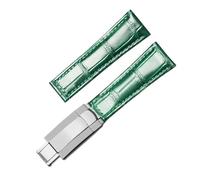 JVEIWAD Cinturini for orologi Oyster compatibili con Rolex SUBMARINER Yacht-Master DAYTONA GMT, cinturino in pelle di coccodrillo da uomo, accessori for 20 mm(Green-silver)