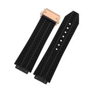 JVEIWAD Cinturino for orologio compatibile con BIG BANG in silicone 26X19mm impermeabile da uomo, cinturino for a catena, accessori for orologi, bracciale in gomma(Black-rosegold-A)