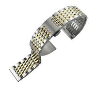 JVEIWAD Cinturino for orologio in acciaio inossidabile 316L da 18 mm, 19, 20, 21, 22, compatibile con Tissot, SEIKO SKX 5, Certina, braccialetti in argento e oro rosa(Silver Golden,18mm)