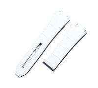 JVEIWAD Cinturino for orologio in pelle di bambù nera da 31x19 mm compatibile con cinturino fibbia 22, accessori for, cacciavite(White Leather,Black Buckle)