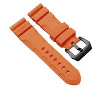 JVEIWAD Cinturino for orologio in silicone verde militare, nero, blu, arancione, 22 mm, compatibile con la serie Panerai PAM111, PAM441, PAM386(Orange-black,24mm)