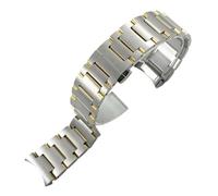 JVEIWAD Cinturino in acciaio inossidabile da 21 mm compatibile con Mido Commander M021.407 431M021, cinturino for orologio estremità curva, bracciali in metallo massiccio(Silver gold)