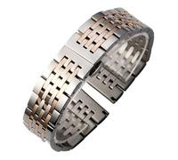 JVEIWAD Cinturino in acciaio inossidabile massiccio a sette perle compatibile con la serie Locle T41 Bracciale sostitutivo for orologio gomito da 12-24 mm(Silver-Rose Gold,19mm)
