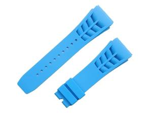 JVEIWAD Cinturino in gomma 25x20mmew compatibile con Richard White Blue Mille Strap Butterfly Buckle Screw Hole Connection Bracelet(Blue,Buckle 4)