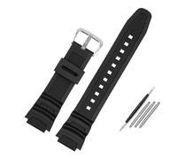 JVEIWAD Cinturino in gomma convessa da 18 mm compatibile con Casio AE-1000W AQ-S810W cinturino in silicone tinta unita - bracciale traspirante for orologio(Black silver)