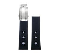 JVEIWAD Cinturino in gomma e silicone da 20 mm, 21, 22, 23, 24, compatibile con i braccialetti impermeabili Breitling Superocean Avenger, cinturino for orologio blu nero(Black silver2,22mm)