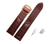 JVEIWAD Cinturino in pelle di coccodrillo compatibile con Cartier Solo London, cinturino in pelle marrone nero for uomo e donna, 16, 18, 20, 22, 24 mm.(Brown-Rose gold,18mm)