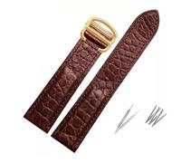 JVEIWAD Cinturino in pelle di coccodrillo compatibile con Cartier Solo London, cinturino in pelle marrone nero for uomo e donna, 16, 18, 20, 22, 24 mm.(Brown-gold,24mm)