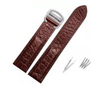 JVEIWAD Cinturino in pelle di coccodrillo compatibile con Cartier Solo London, cinturino in pelle marrone nero for uomo e donna, 16, 18, 20, 22, 24 mm.(Brown-silver,22mm)