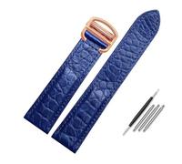 JVEIWAD Cinturino in pelle di coccodrillo compatibile con Cartier Solo London, cinturino in pelle marrone nero for uomo e donna, 16, 18, 20, 22, 24 mm.(Blue-Rose gold,24mm)