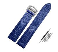 JVEIWAD Cinturino in pelle di coccodrillo compatibile con Cartier Solo London, cinturino in pelle marrone nero for uomo e donna, 16, 18, 20, 22, 24 mm.(Blue-silver,20mm)