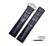 JVEIWAD Cinturino in pelle di coccodrillo for orologio da 19 mm, 20 mm, 22 mm, cinturino da polso blu scuro, accessori compatibili con TAG HEUER(Blue silver buckle,20mm)