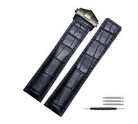 JVEIWAD Cinturino in pelle di coccodrillo for orologio da 19 mm, 20 mm, 22 mm, cinturino da polso blu scuro, accessori compatibili con TAG HEUER(Blue black buckle,22mm)