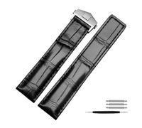 JVEIWAD Cinturino in pelle di coccodrillo for orologio da 19 mm, 20 mm, 22 mm, cinturino da polso blu scuro, accessori compatibili con TAG HEUER(Black silver buclke,20mm)