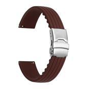 JVEIWAD Cinturino in silicone da 22 mm compatibile con Blancpain X Swatch Fifty Fathoms Black Ocean impermeabile fibbia pieghevole uomo cinturino for orologio sostituibile strumenti(Brown)