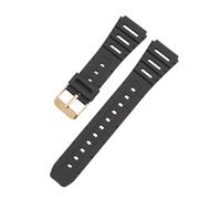 JVEIWAD Compatibile con cinturini Casio Accessorise Watchband CA-53W CA-61W FT-100W W-520U W-720G Cinturini morbidi in TPU da 18 mm 20 Cinturino polso FT100W(Black-gold,18mm)