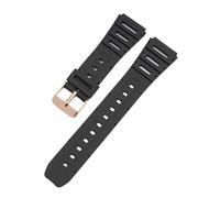 JVEIWAD Compatibile con cinturini Casio Accessorise Watchband CA-53W CA-61W FT-100W W-520U W-720G Cinturini morbidi in TPU da 18 mm 20 Cinturino polso FT100W(Black-rose gold,20mm)