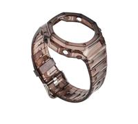 JVEIWAD Custodia in gomma trasparente+cinturino compatibile con Casio G-SHOCK GA-2100 Modifica moda Blu Rosso Jelly Sostituzione cinturino sportivo con bordo(Transparent black)