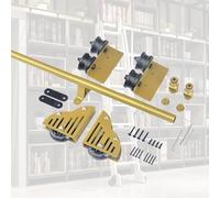 JvFbjLF Kit Porta Scorrevole in Oro for fienile con Binario for libreria Mobile e Binario for Scala Mobile a Tubo Tondo(3.3ft/100cm Track Kit)