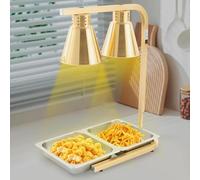 JvFbjLF Lampada riscaldante Portatile a Doppia Testa for Alimenti Commerciali for la Cucina del Ristorante e la Mensa(Gold)
