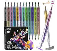 Jvjggag Coloring Pens - 12 Pieces 24-Color Waterproof Soft Tip | Quick Dry Safe Ink, Oil Paint Pen Scrapbook Supplies for Paper Glass Wood Fabric Canvas Kids Adults Home School