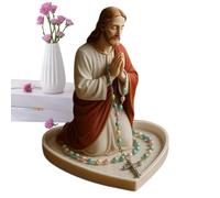 Jvjggag Mary Rosary Holder, Resin Bead Organizer, Necklace Stand, Decorative Prayer Storage, Pressure Desktop Display, Religious Present Birthday, Home Agency Use, Standard Size White 1 Piece
