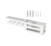 Jvjggag Modern Key Holder - Wall Organizer for Entryway | Steel Material with 4 Hooks, 31x7x4.8cm Size, Black White Options, Decorative Rack for Mail Living Room Apartment