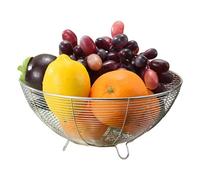 Jvjggag Portafrutta con supporto, cesto per frutta, in acciaio inox, elegante cestino rotondo in filo metallico con supporto stabile a tre gambe, dimensioni 28 x 12,7 cm, perfetto per bancone della