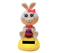 Jvjggag Solar Powered Dancing Bunny, Cute Easter Rabbit Figurine, Solar Dancing Toys, Bunny Car Shaking Head Dancer Doll, Swinging Bunny for Car, Office Desk, Spring Holiday Decorations