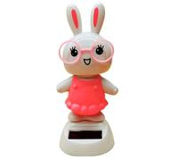 Jvjggag Solar Powered Dancing Bunny, Cute Easter Rabbit Figurine, Solar Dancing Toys, Bunny Car Shaking Head Dancer Doll, Swinging Bunny for Car, Office Desk, Spring Holiday Decorations
