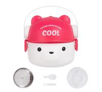 Jvjggag Toddler Snack Containers, Cute Bear Sandwich Box, Double-Layer Design, Microwave-Safe Lid, Meal Prep, Ideal for School Daycare Travel, 6.3x4.7 Inches, Pink Brown, 1 Set