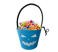 Jvjggag Trick or Treat Basket, Glowing Halloween Basket Pumpkin Bucket, Fluorescent Luminous Felt Tote Bags for Chocolates Snacks Goodies Party Favor Supplies Party Decorations 24x16x16cm