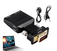 Jvjggag Vga to Hd Adapter, Audio Video Converter, Plug and Play Connector, High-Speed 1080p Support, 3.5mm Audio Cable Included, Office Presentation Home Theater, Compact, Black, 1 Pack