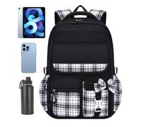 Jvjggag Zaino scolastico per bambini impermeabile carino multi-tasca liscia cerniera, Nero , Fare riferimento alla descrizione, Unisex