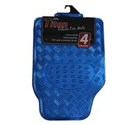 JVL 01-693 Titan Tappetini Auto Design Metallico con Lato Inferiore in Gomma, Blu, Set di 4