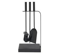 JVL Belmont Contemporaneo Fireside Companion Set di Strumenti Curve, Acciaio, Nero, 23 x 15 x 45 cm, 3 Pezzi