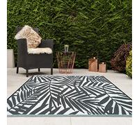 JVL Tappeto leggero reversibile in plastica intrecciata per esterni, 133 x 190 cm, foglie