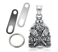 Jvuouxy Campanello per moto con angelo custode e portachiavi, accessorio sicuro per guida, in peltro, senza piombo, idea regalo per uomini e donne