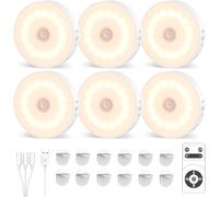 JVURICE Illuminazione a LED per armadio, rilevatore di movimento e telecomando, 10 ore di illuminazione continua, doppio sensore (luce/movimento), 16 LED per cucina, corridoio, scala, casa