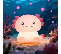 JVURICE Luce notturna per bambini, luce notturna in silicone Axolotl per bambini, lampada per animali da comodino, tattile, portatile, 1200 mAh, timing, ricaricabile, decorazione