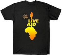JVXZCNUYW Live Aid Band July 1985 Festival T Shirt Funny Vintage Gift for Men Women Black