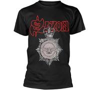 JVXZCNUYW Saxon Strong Arm of The Law T-Shirt - Black Mens