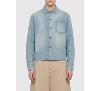 JW ANDERSON Camicia casual in denim di cotone con colletto francese e tasca a toppa L Blue