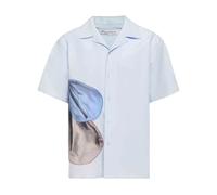 JW Anderson - Camicia con Stampa Grafica e Colletto alla Coreana - - Shirts - Uomo - Blu - L