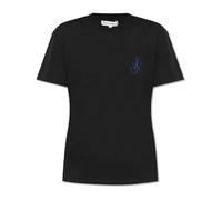 JW Anderson - T-shirt a Maniche Corte in Cotone con Logo Ricamato - -Tops -Donna -Nero -M